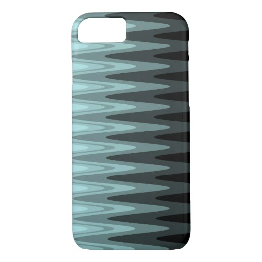 Zig Zag Black Blauwgroen grijs patroon Case-Mate iPhone Case (Achterkant)