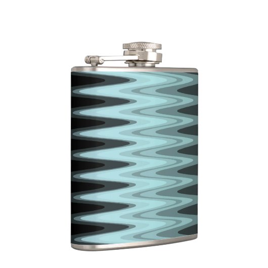 Zig Zag Black Blauwgroen grijs patroon Heupfles (Rechts)