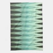 Zig Zag Black Blauwgroen grijs patroon Theedoek (Verticaal)