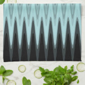 Zig Zag Black Blauwgroen grijs patroon Theedoek (Gevouwen)