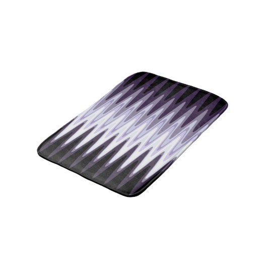 Zig Zag Black White Grey Dark Paars Beige Patroon Badmat (Gekanteld)