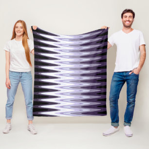 Zig Zag Black White Grey Dark Paars Beige Patroon Fleece Deken