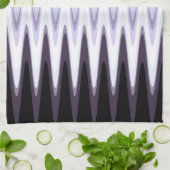 Zig Zag Black White Grey Dark Paars Beige Patroon Theedoek (Gevouwen)