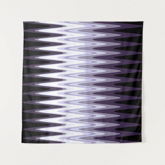 Zig Zag Black White Grey Dark Paars Beige Patroon Wandkleed (Voorkant (horizontaal))