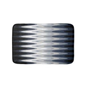 Zig Zag Black White Grey Navy Blue Beige Pattern Badmat