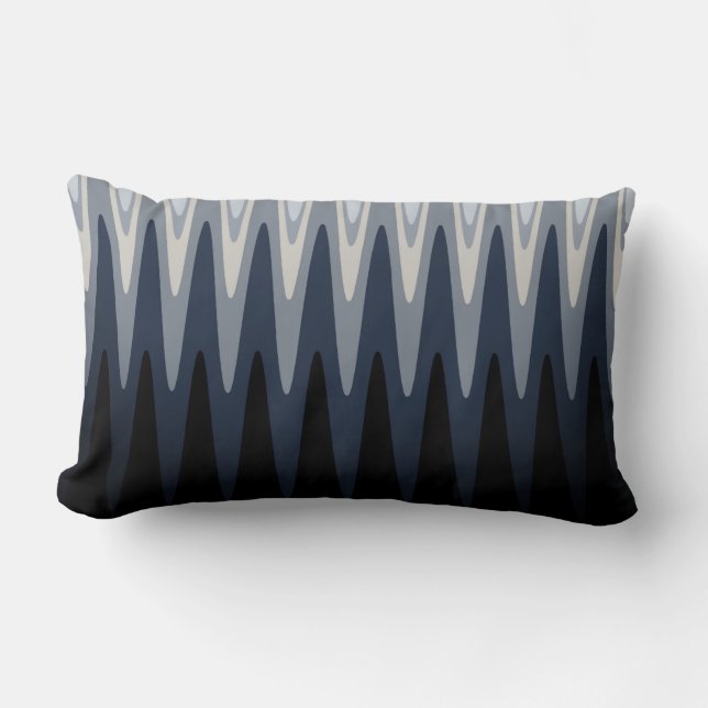 Zig Zag Black White Grey Navy Blue Beige Pattern Kussen (Voorkant)