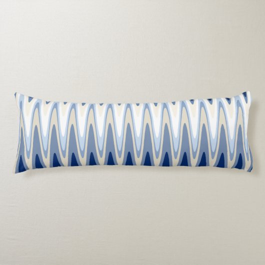 Zig Zag Black White Grey Navy Blue Beige Pattern Lichaamskussen (Voorkant)