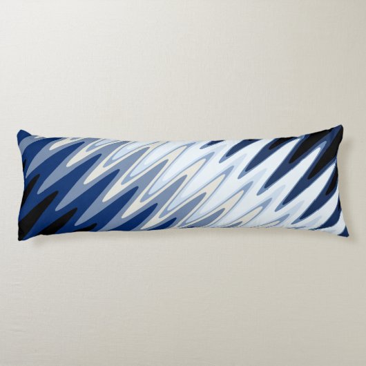 Zig Zag Black White Grey Navy Blue Beige Pattern Lichaamskussen (Achterkant)