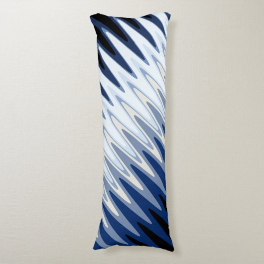 Zig Zag Black White Grey Navy Blue Beige Pattern Lichaamskussen (Voorkant Verticaal)