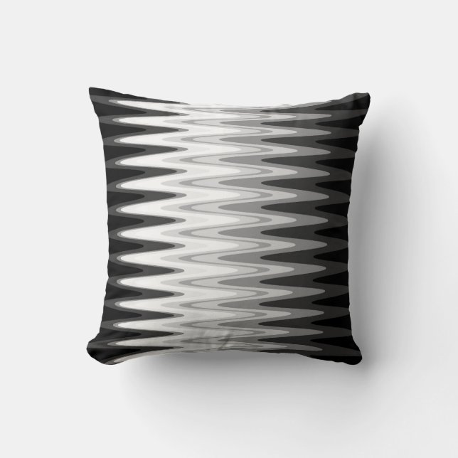 Zig Zag Black White Grey Pattern Kussen (Voorkant)