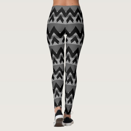 Zig Zag Black White Grey Pattern Leggings (Achterkant)