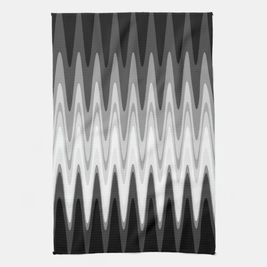 Zig Zag Black White Grey Pattern Theedoek (Verticaal)