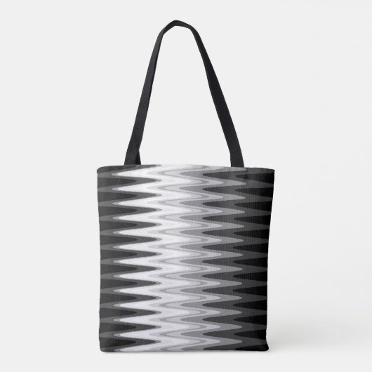 Zig Zag Black White Grey Pattern Tote Bag (Achterkant)