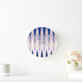 Zig Zag Blue White Grey Beige Paars Roze Patroon Ronde Klok (Huis)