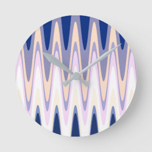 Zig Zag Blue White Grey Beige Paars Roze Patroon Ronde Klok