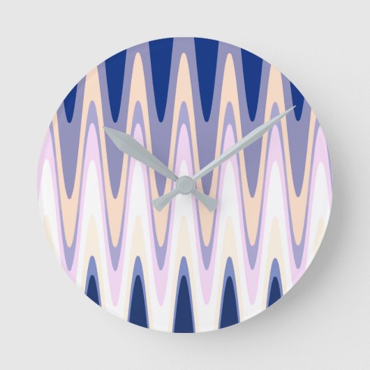 Zig Zag Blue White Grey Beige Paars Roze Patroon Ronde Klok (Voorkant)