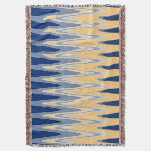Zig Zag Blue Yellow Grey Beige Pattern Deken (Voorkant Verticaal)