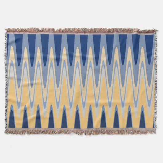 Zig Zag Blue Yellow Grey Beige Pattern Deken (Voorkant)