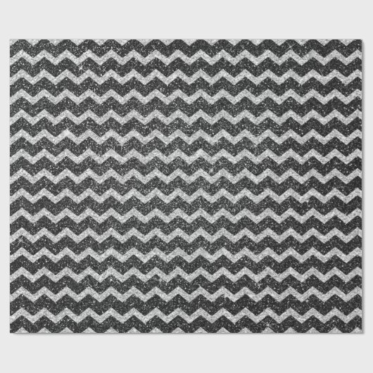Zig Zag Chevron Art Deco Gray Silver Glitter Cadeaupapier (Vlak)
