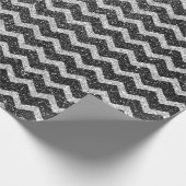 Zig Zag Chevron Art Deco Gray Silver Glitter Cadeaupapier (Hoek)