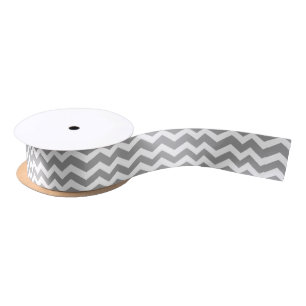 Zig Zag Chevron Custom Background V05 SILVER GRAY. Satijnen Lint
