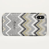 Zig Zag Chevron Pattern Silver Glitters Phone Case (Achterkant (horizontaal))