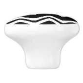 Zig Zag dubbel gekleurd lijnpatroon Keramische Knop (Zijkant)