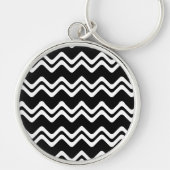 Zig Zag dubbel gekleurd lijnpatroon Sleutelhanger (Voorkant)