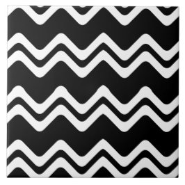 Zig Zag dubbel gekleurd lijnpatroon Tegeltje