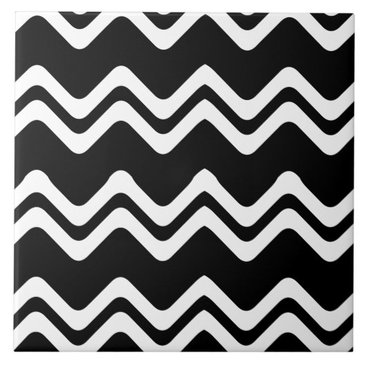 Zig Zag dubbel gekleurd lijnpatroon Tegeltje (Voorkant)