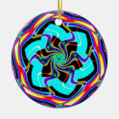 Zig Zag Hexagon Snowfllake Keramisch Ornament (Voorkant)