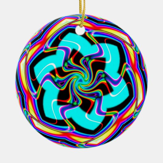 Zig Zag Hexagon Snowfllake Keramisch Ornament (Voorkant)