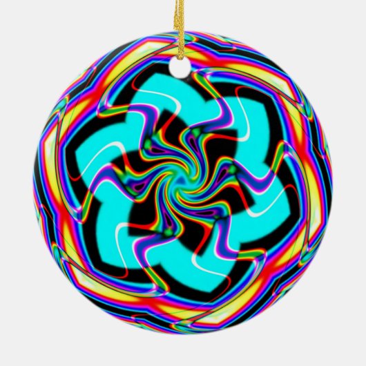 Zig Zag Hexagon Snowfllake Keramisch Ornament (Achterkant)