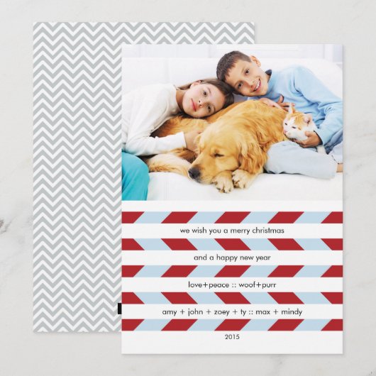 Zig Zag Holiday Foto Wenskaart Feestdagenkaart (Voorkant / Achterkant)