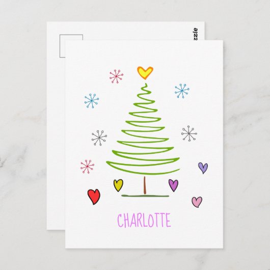 Zig Zag kerstboom Briefkaart (Voorkant / Achterkant)