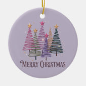 Zig Zag Kerstboom Nep Glitters Kerstmis Winter Keramisch Ornament (Voorkant)