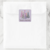 Zig Zag Kerstboom Nep Glitters Kerstmis Winter Vierkante Sticker (Tas)