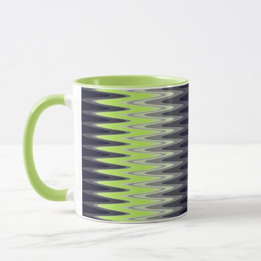 Zig Zag Lime Groen Zwart Wit Grijs Patroon Mok (Links)