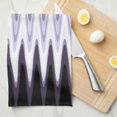 Zig Zag Paars White Grey Pattern Kitchen Towel Theedoek (Quarter Fold)