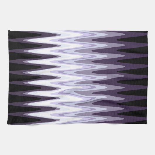 Zig Zag Paars White Grey Pattern Kitchen Towel Theedoek (Horizontaal)