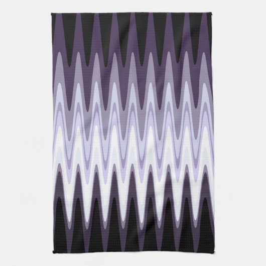 Zig Zag Paars White Grey Pattern Kitchen Towel Theedoek (Verticaal)