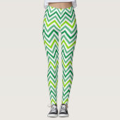Zig Zag Pattern White Womens Leggings, gestript Leggings (Voorkant)