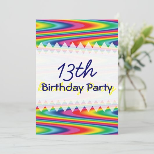Zig Zag Rainbow Birthday Kaart (Staand voorkant)