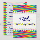 Zig Zag Rainbow Birthday Kaart (Voorkant / Achterkant)