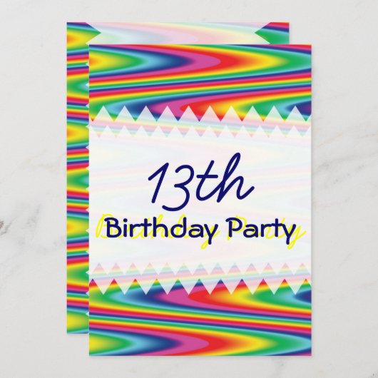 Zig Zag Rainbow Birthday Kaart (Voorkant / Achterkant)