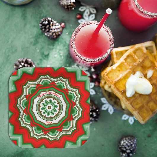Zig Zag Red/Green Kerstparty Papieren Bordje