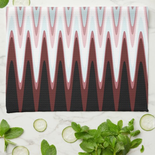 Zig Zag Red White Gray Pattern Kitchen Towel Theedoek (Gevouwen)