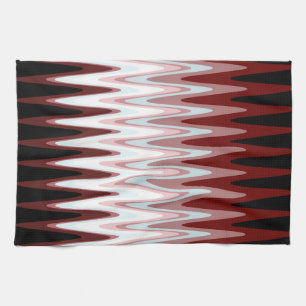 Zig Zag Red White Gray Pattern Kitchen Towel Theedoek
