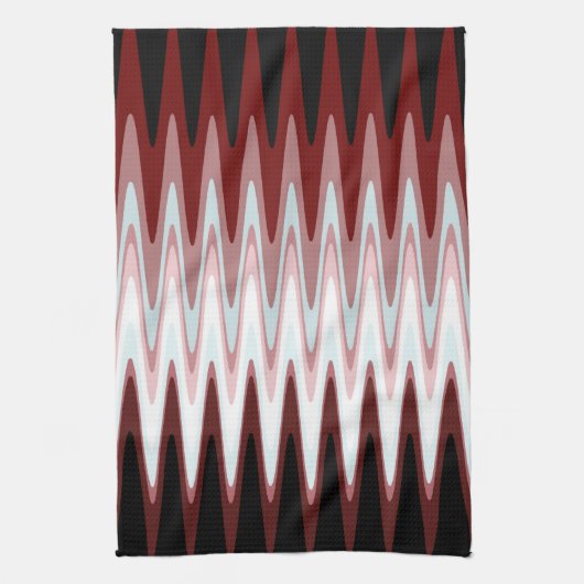 Zig Zag Red White Gray Pattern Kitchen Towel Theedoek (Verticaal)