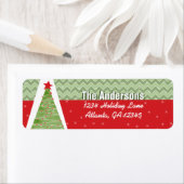 Zig Zag Retro Green Kerstmis Retour Etiket (Insitu)